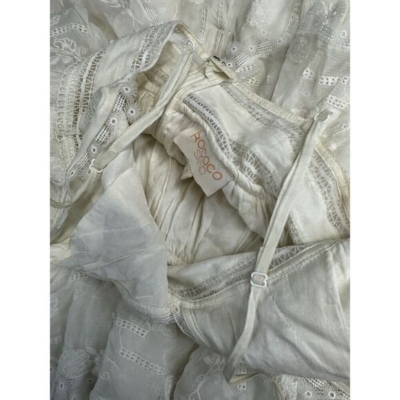 ROCOCO SAND Long Dress Off White Straps Embroidery Maxi S - Picture 14 of 16